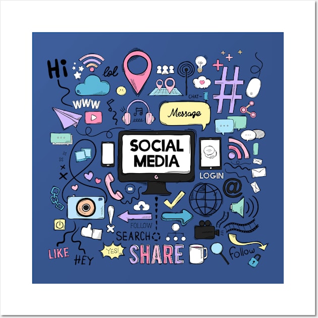 Social Media Theme Wall Art by Mako Design 